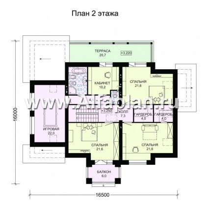 Проект дома с мансардой, планировка с террасой и кабинетом на 1 эт, с гаражом на 2 авто и сауной, в стиле фахверк - превью план дома