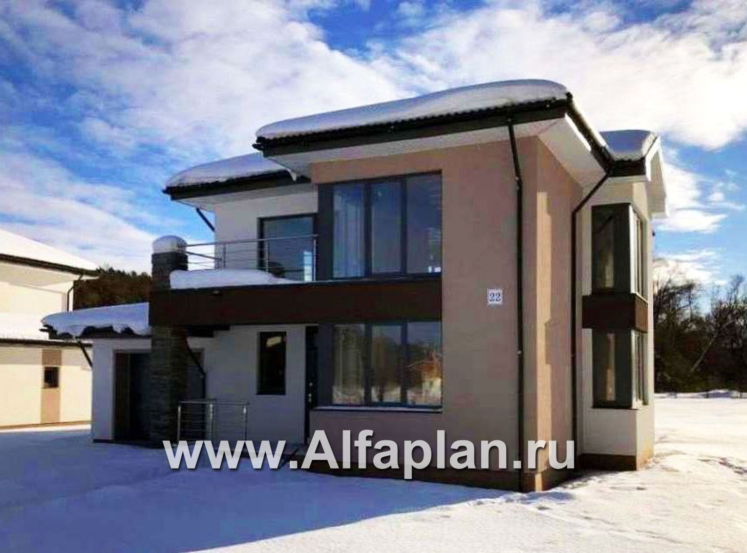 Проекты домов Альфаплан - «Лотос» - компактный современный двухэтажный дом с гаражом - дополнительное изображение №4