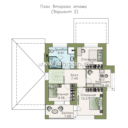 «Лотос» - проект современного двухэтажного дома, 4 спальни, с террасой, в стиле минимализм, с гаражом - превью план дома