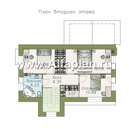 «Альпина» - проект двухэтажного дома, с мансардой и с гаражом на 2 авто в цоколе - превью план дома