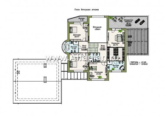 Проекты домов Альфаплан - Эксклюзивный проект виллы со вспомогательным домом и гаражом - превью плана проекта №3