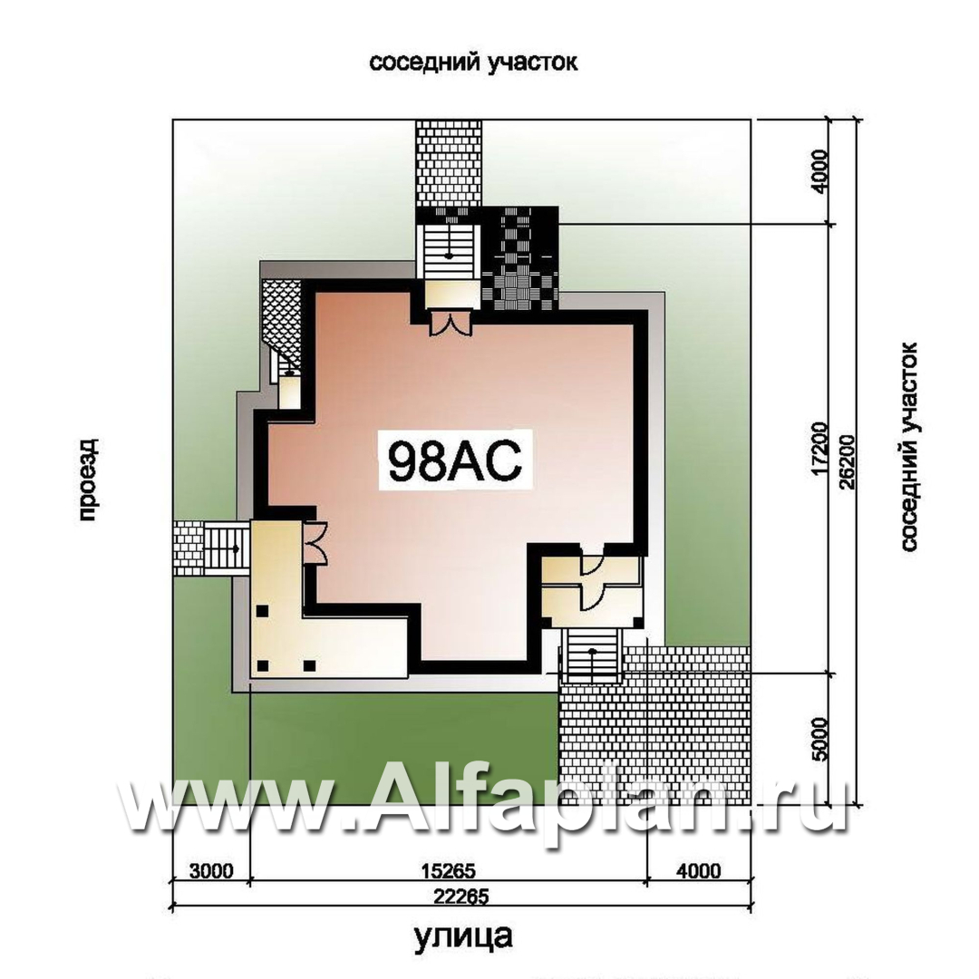 Проекты домов Альфаплан - «Голицын» - коттедж с двусветной гостиной и цоколем - дополнительное изображение №6