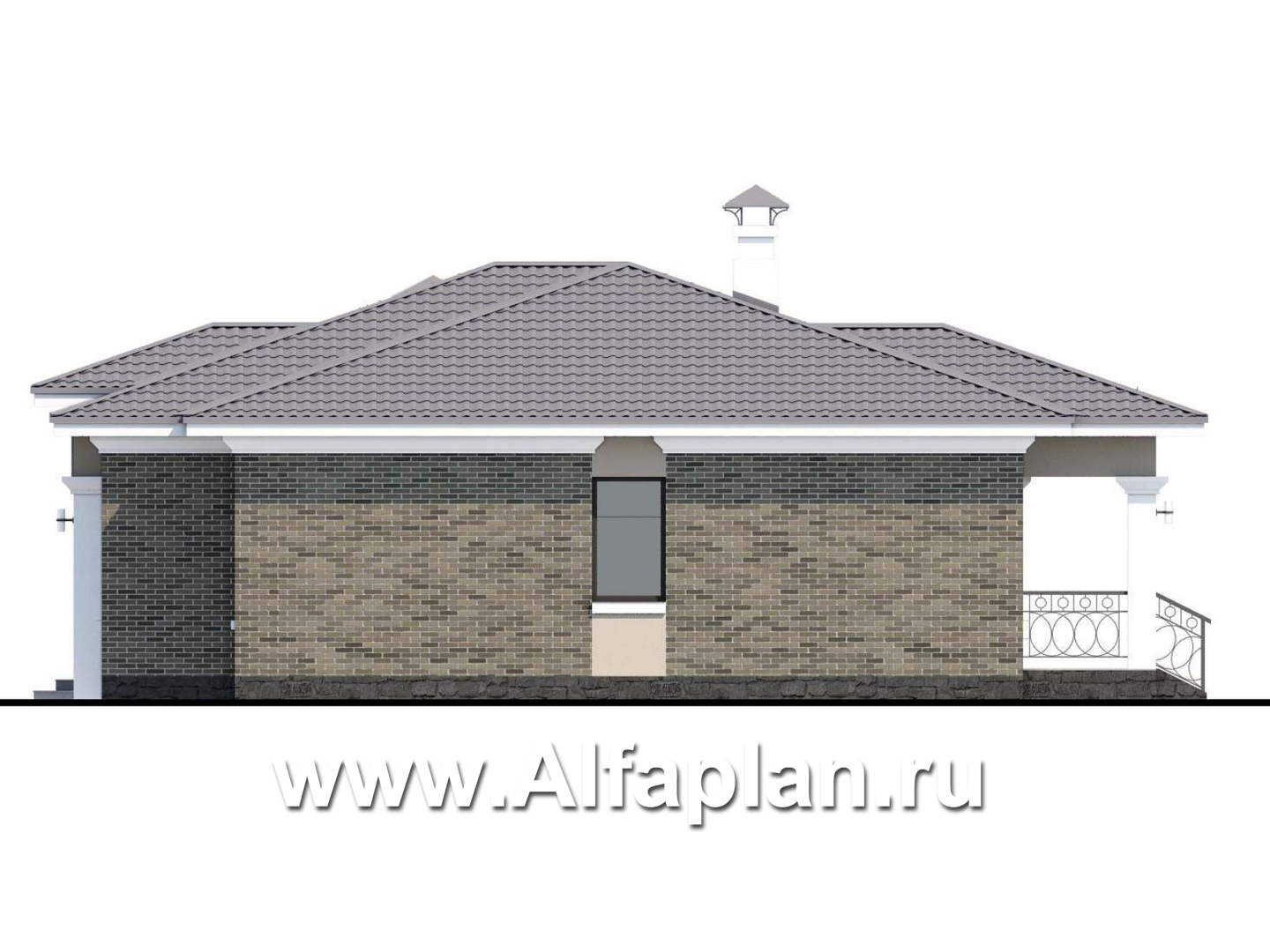 Проекты домов Альфаплан - «Жасмин» - проект одноэтажного дома в классическом стиле - изображение фасада №2