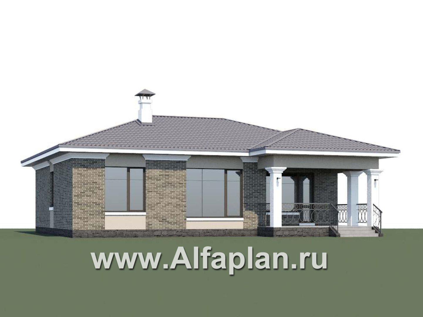 Проекты домов Альфаплан - «Жасмин» - проект одноэтажного дома в классическом стиле - дополнительное изображение №3