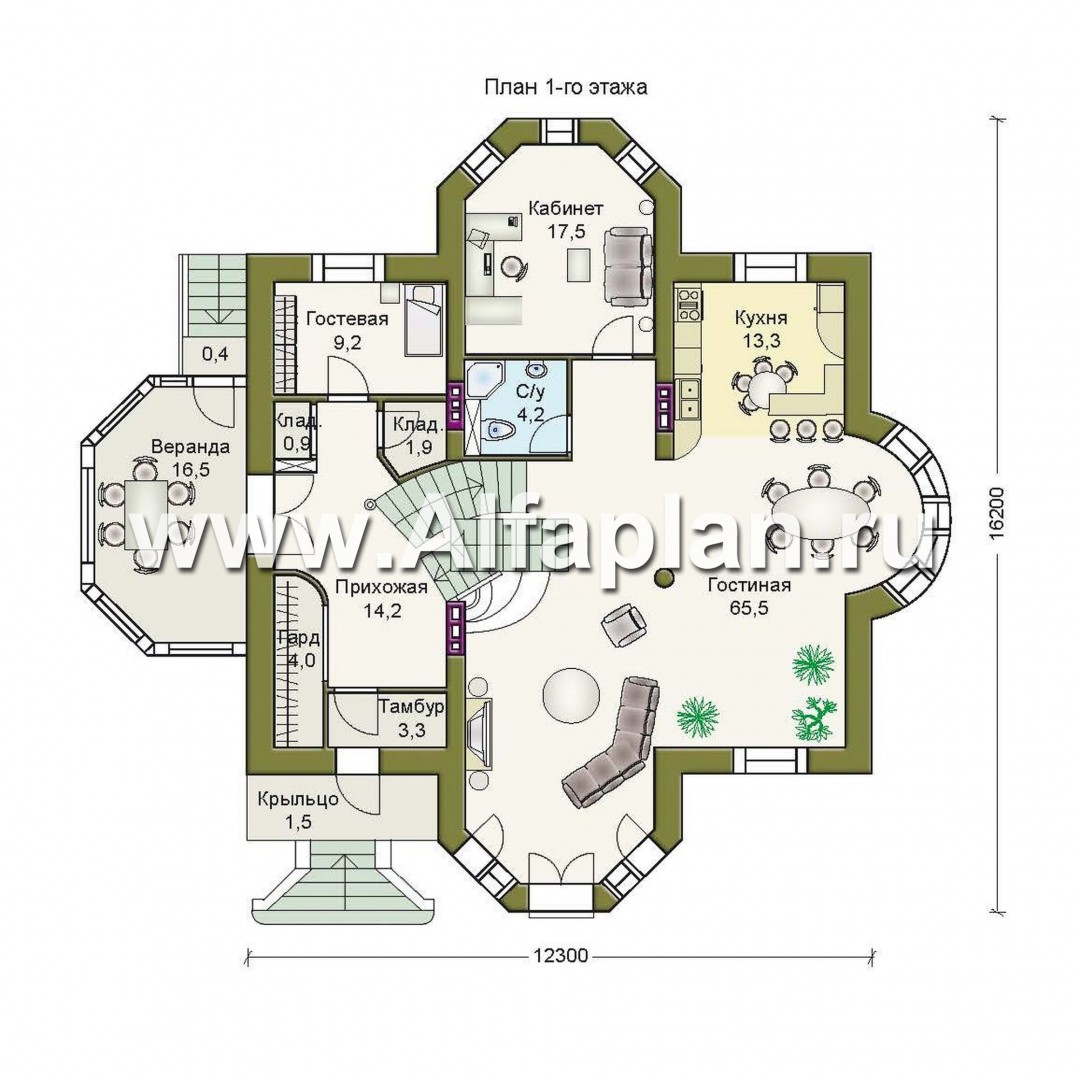 Проекты домов Альфаплан - «Каменный остров» - особняк бизнес-класса - план проекта №2