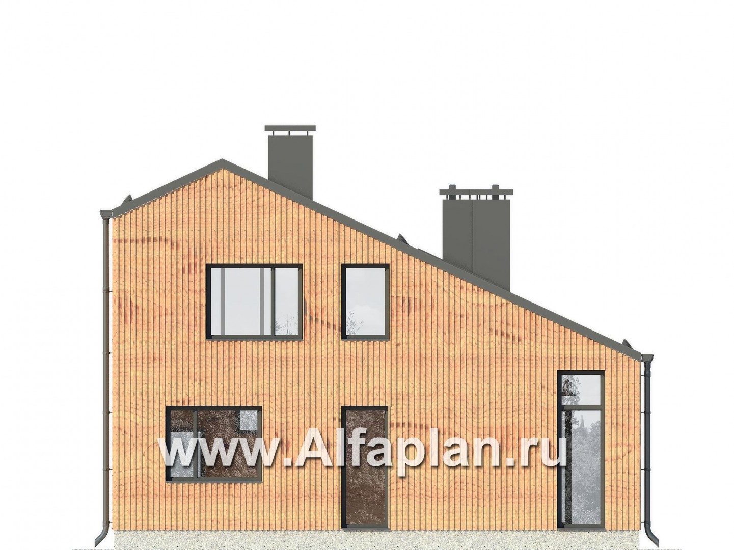 Проект дома с мансардой, из газобетона, в современном стиле - фасад дома