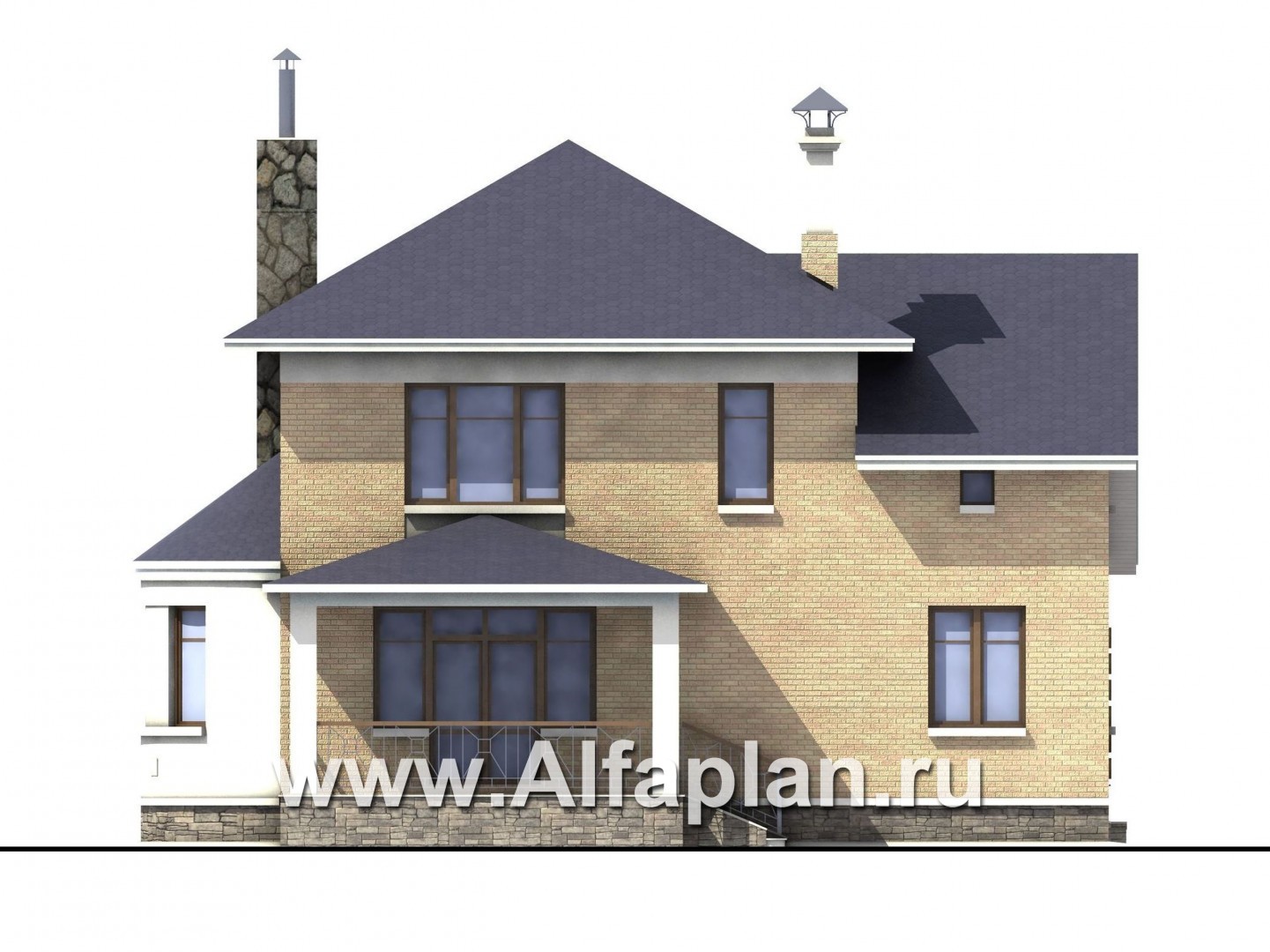 Проекты домов Альфаплан - «Ювенил» - двухэтажный загородный дом - изображение фасада №4