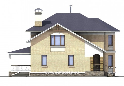 «Ювенил» - проект двухэтажного дома, с эркером и с террасой, просторная планировка - превью фасада дома