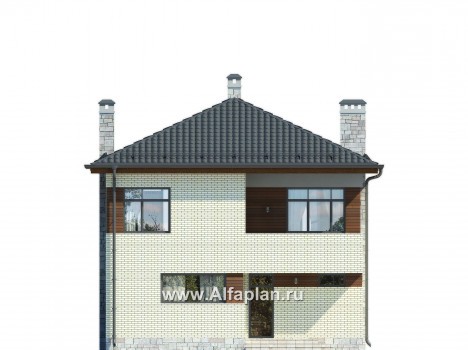 Проекты домов Альфаплан - Двухэтажный дом с шатровой кровлей - превью фасада №2