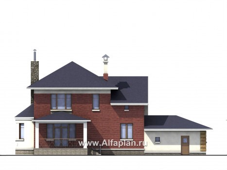 Проекты домов Альфаплан - «Ювенил» - загородный дом с большим гаражом - превью фасада №4