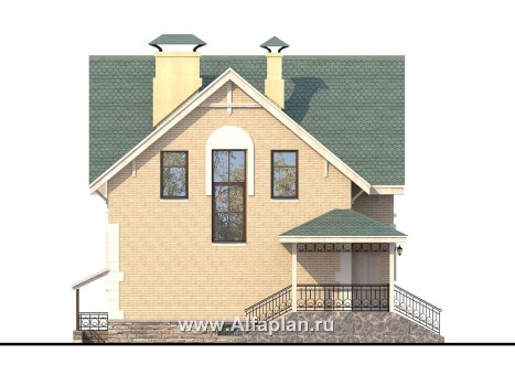 Проекты домов Альфаплан - Кирпичный дом «Оптима плюс» с подвалом - превью фасада №3