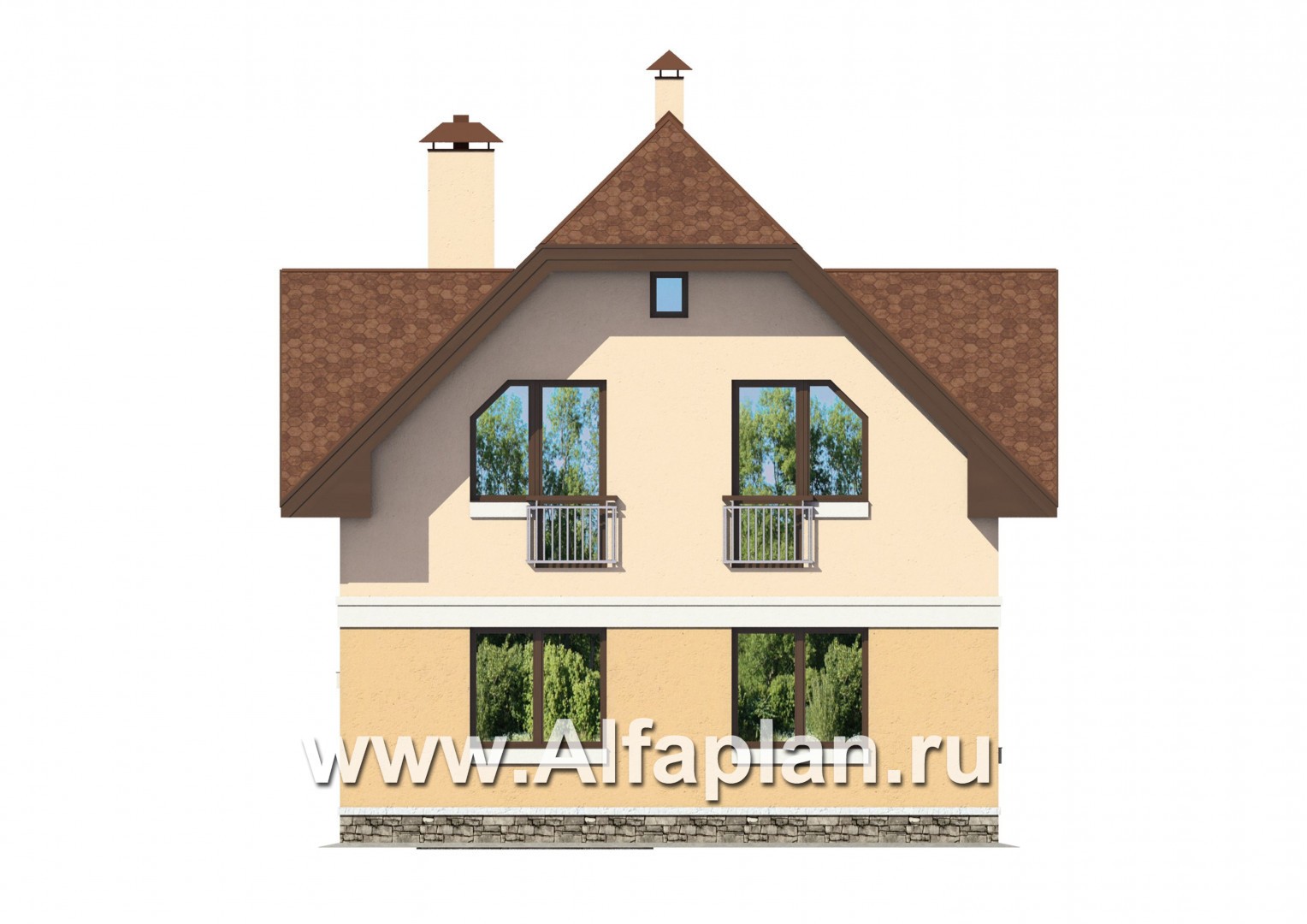 Проекты домов Альфаплан - Небольшой дом для загородной жизни - изображение фасада №2