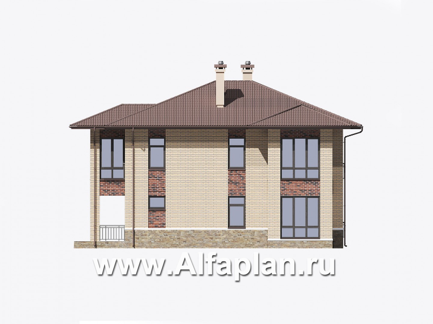Проекты домов Альфаплан - Двухэтажный особняк с большой гостиной - изображение фасада №4