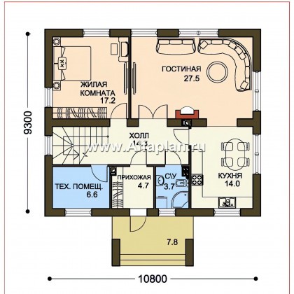 Проекты домов Альфаплан - Двухэтажный дом с удобной простой планировкой - превью плана проекта №1