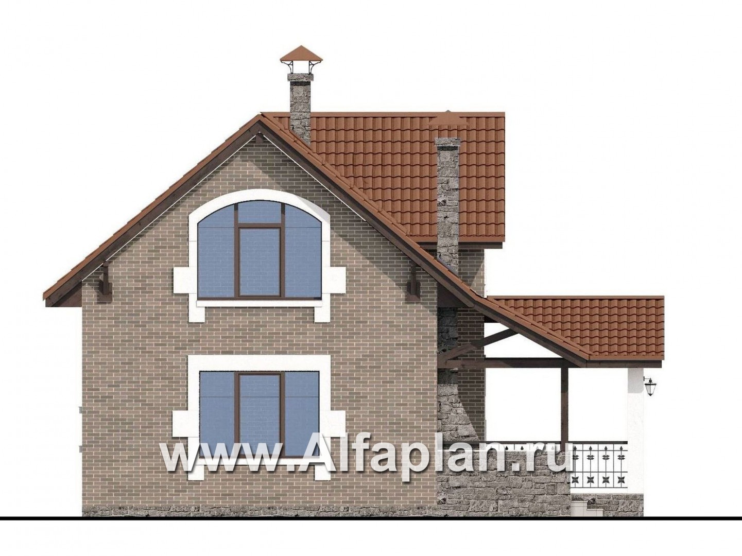 Проекты домов Альфаплан - Небольшой уютный дом с террасой-барбекю - изображение фасада №3