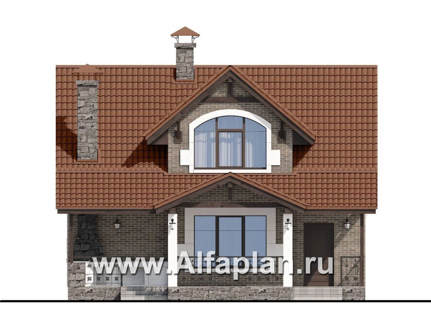 Проекты домов Альфаплан - Небольшой уютный дом с террасой-барбекю - изображение фасада №4