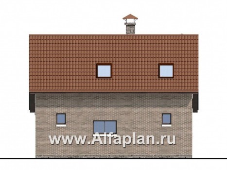 Проекты домов Альфаплан - Небольшой уютный дом с террасой-барбекю - превью фасада №2