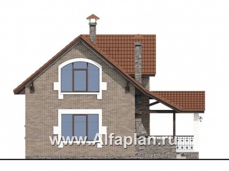 Проекты домов Альфаплан - Небольшой уютный дом с террасой-барбекю - превью фасада №3
