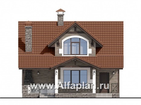 Проекты домов Альфаплан - Небольшой уютный дом с террасой-барбекю - превью фасада №4