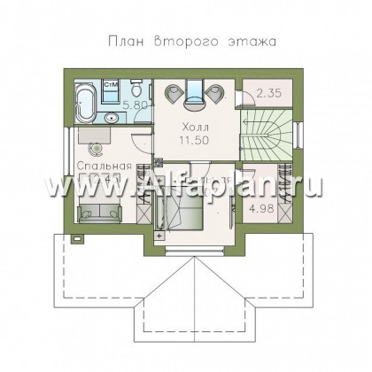Проекты домов Альфаплан - Небольшой уютный дом с террасой-барбекю - превью плана проекта №2