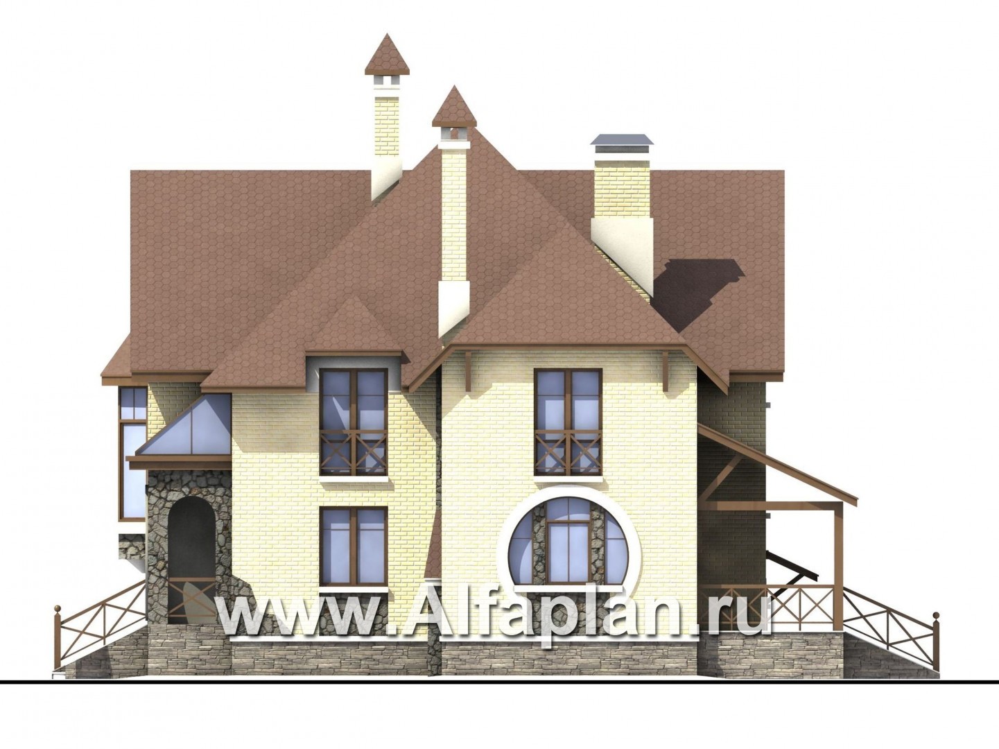 Проекты домов Альфаплан - «Серебряный век» - загородный дом с элементами арт-нуво - изображение фасада №2