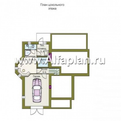 «Серебряный век» -  проект двухэтажного дома, планировка с эркером и вторым светом, с гаражом в цокольном этаже - превью план дома