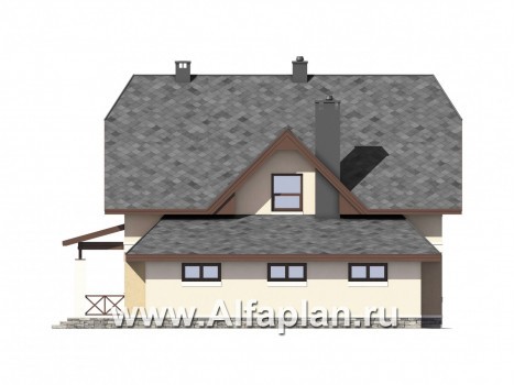 Проекты домов Альфаплан - Экономичный дом из газобетона c гаражом - превью фасада №4