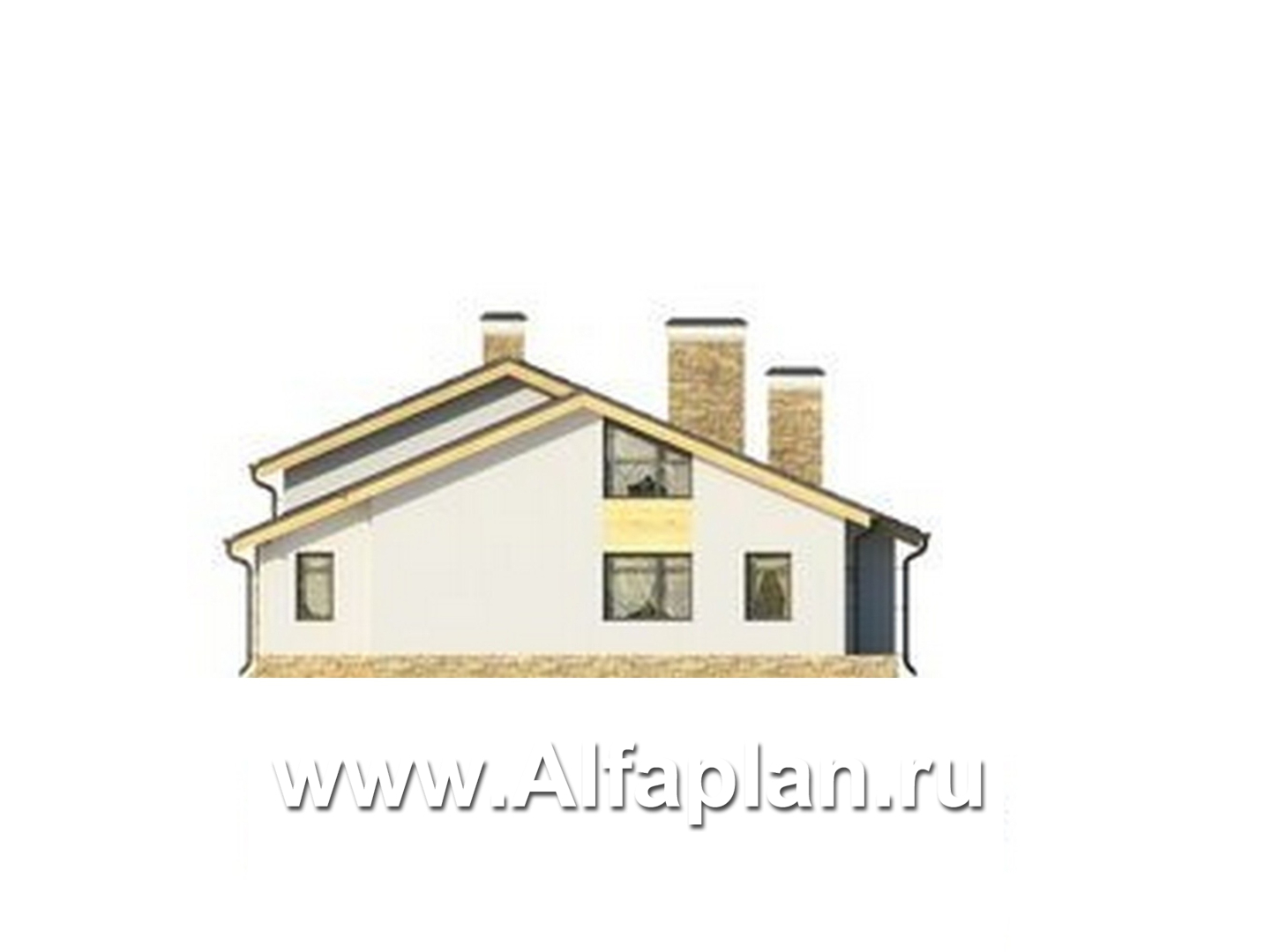 Проект дома с мансардой, 3 спальни на 1эт и сауна, с террасой, второй свет в гостиной, в современном стиле - фасад дома