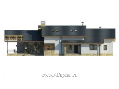 Проекты домов Альфаплан - Удобный современный мансардный коттедж - превью фасада №1