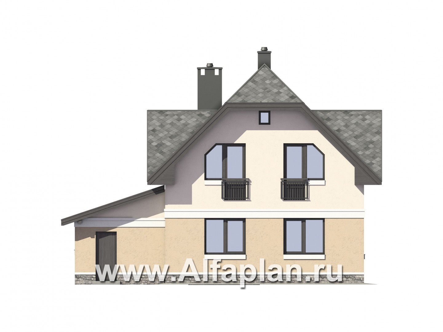 Проекты домов Альфаплан - Экономичный дом с гаражом - изображение фасада №3