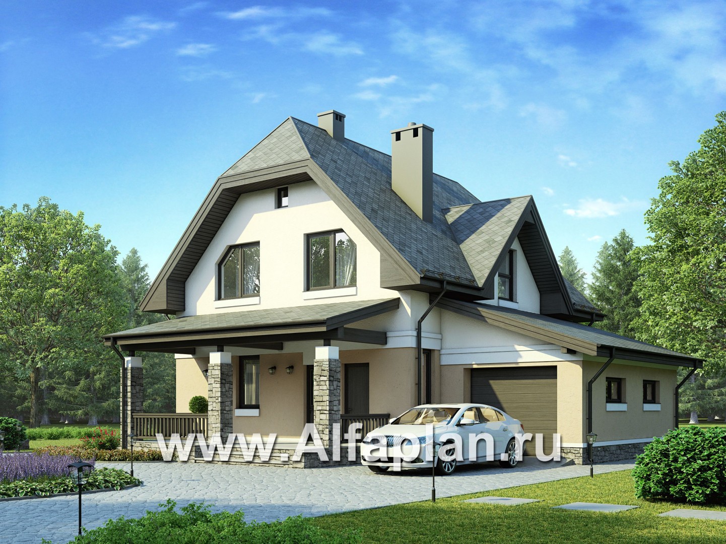 Проекты домов Альфаплан - Экономичный дом с гаражом - дополнительное изображение №1