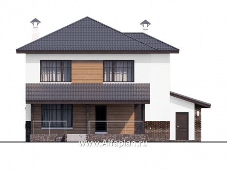 Проекты домов Альфаплан - «Ирида» - стильный современный дом с гаражом на два автомобиля - превью фасада №4