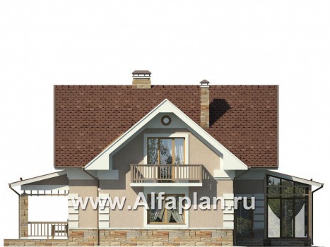 Проекты домов Альфаплан - Уютный загородный дом с верандой - превью фасада №4