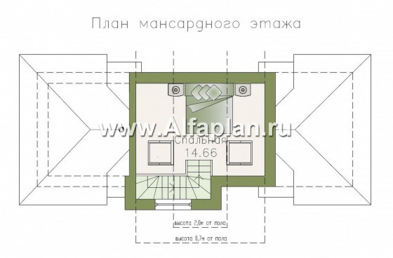 Проект бани с студией в мансарде - превью план дома