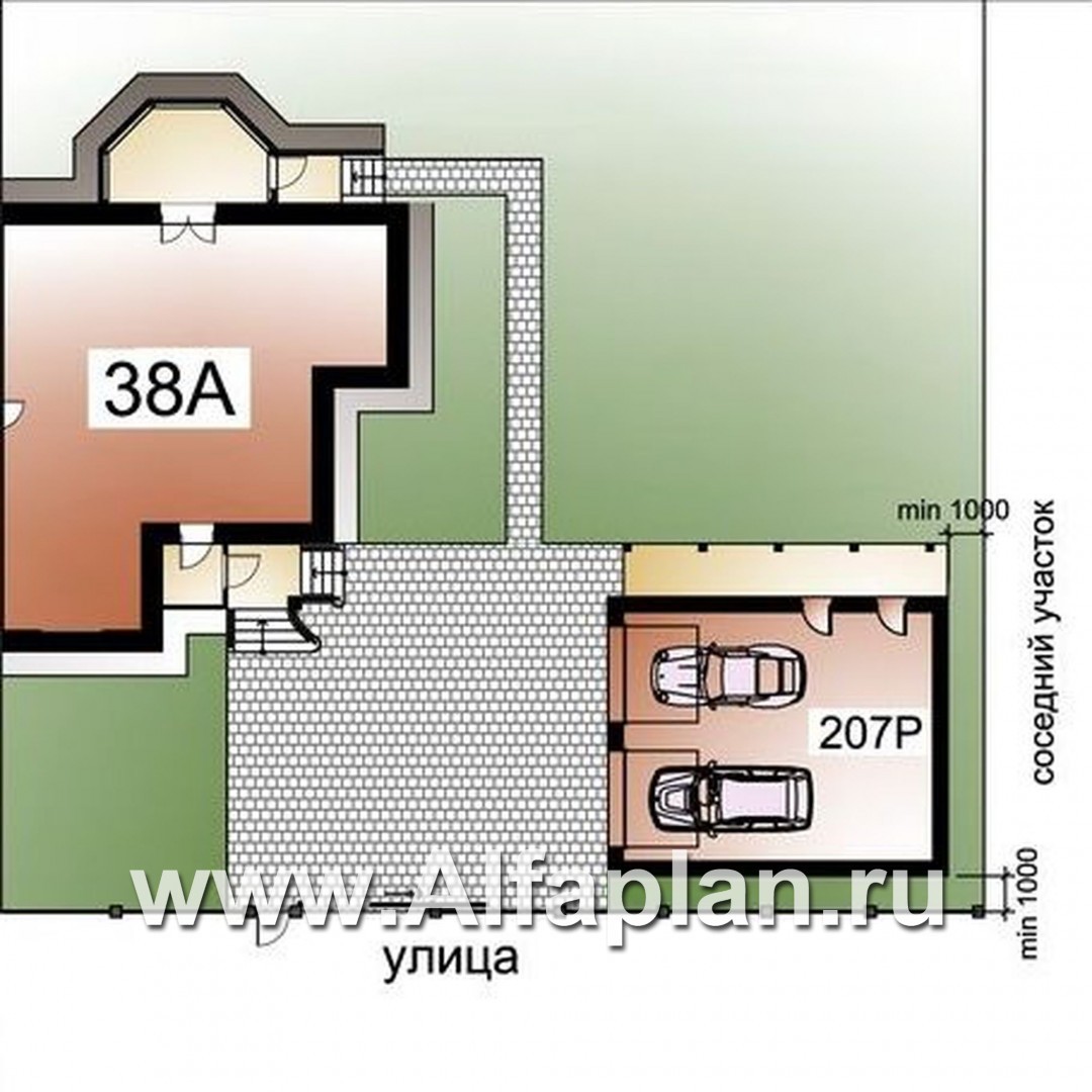 «Приорат»_ДУО - проект дома с мансардой + проект гаража на 2 авто - дизайн дома №2