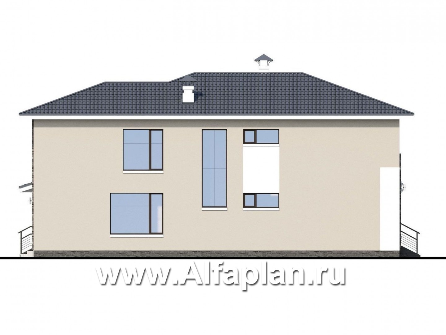 Проекты домов Альфаплан - «Выбор русалки» - современный комфортабельный дом с большим гаражом - изображение фасада №3