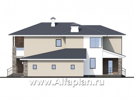 Проекты домов Альфаплан - «Выбор русалки» - современный комфортабельный дом с большим гаражом - превью фасада №2