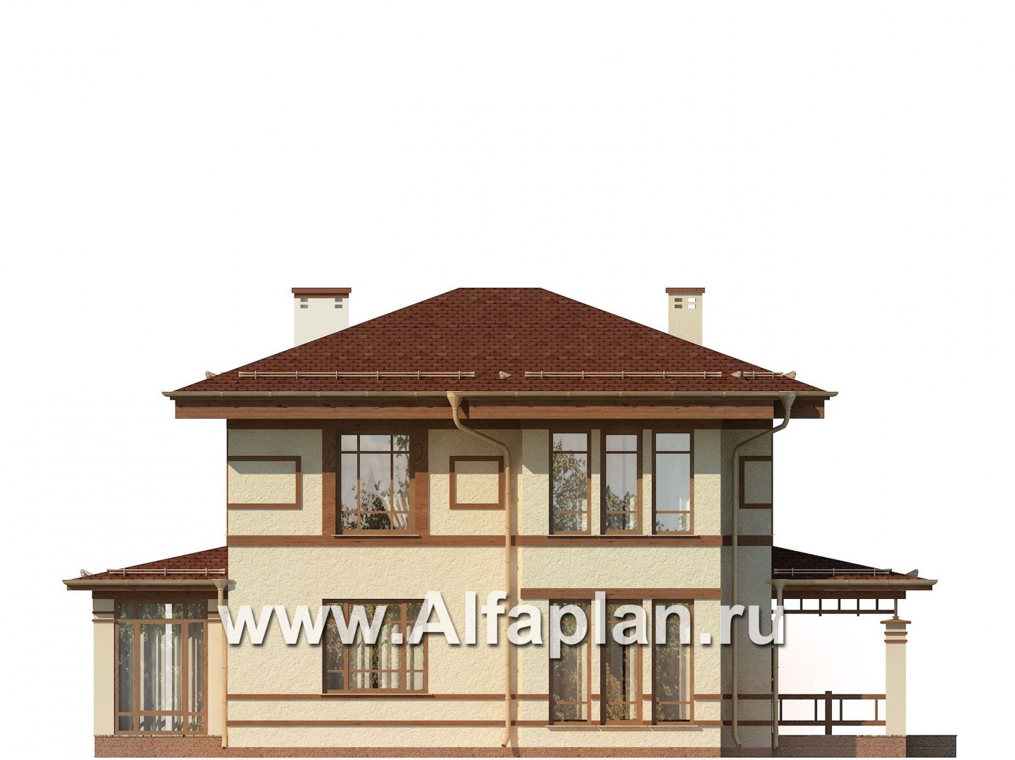 Проекты домов Альфаплан - Двухэтажный дом с восточными мотивами - изображение фасада №4