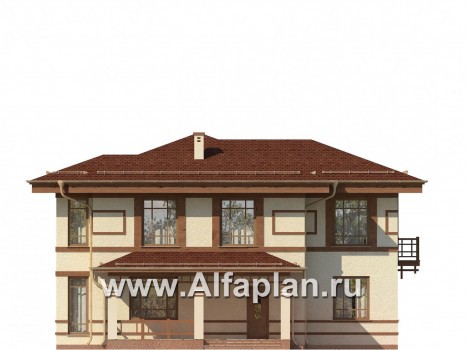 Проекты домов Альфаплан - Двухэтажный дом с восточными мотивами - превью фасада №1