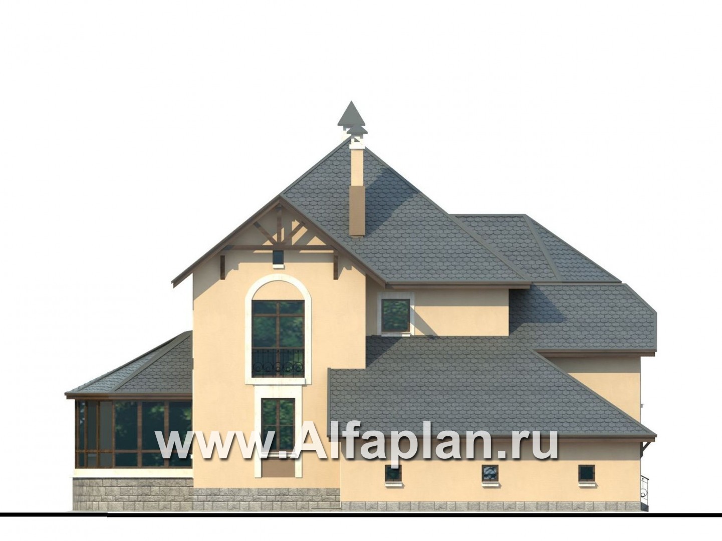 «Амбиент» - красивый проект двухэтажного дома с эркером и с террасой, открытая планировка, с гаражом на 2 авто - фасад дома