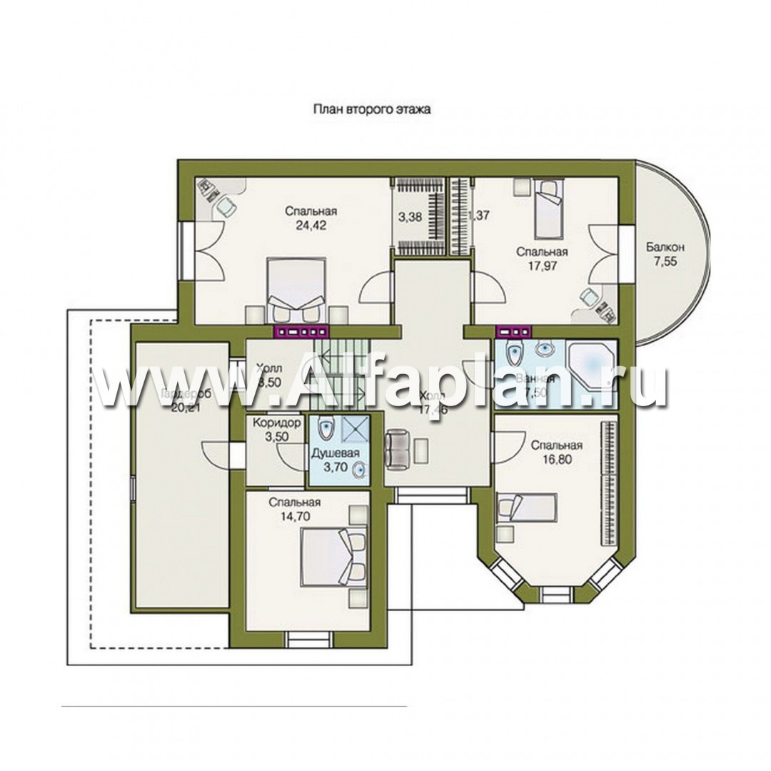 Проекты домов Альфаплан - «Амбиент» - проект коттеджа с большим гаражом - изображение плана проекта №2