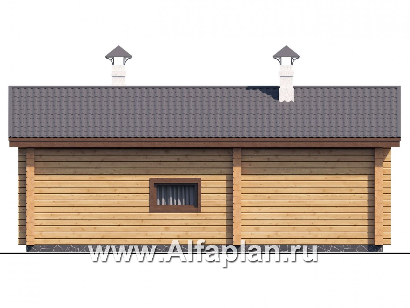 Проекты домов Альфаплан - Проект бани, из дерева, из клееного бруса, с эркером - изображение фасада №4