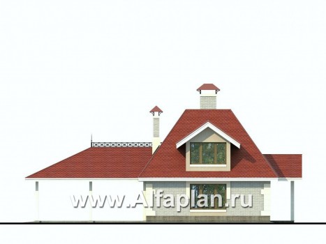 Проекты домов Альфаплан - Дом для отдыха с навесом для машин - превью фасада №1