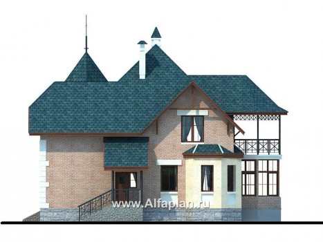 Проекты домов Альфаплан - «Баттерфляй» - коттедж для углового участка - превью фасада №2