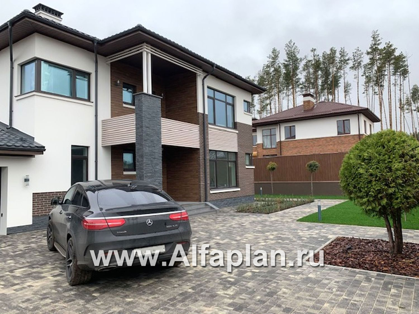 «Прайд» - проект современного двухэтажного дома, мастер спальня, с террасой и сауной, гараж на 2 авто - дизайн дома №3