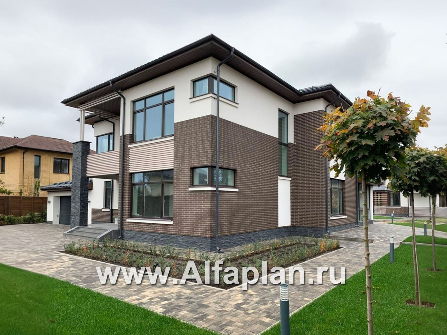 «Прайд» - проект современного двухэтажного дома, мастер спальня, с террасой и сауной, гараж на 2 авто - дизайн дома №5