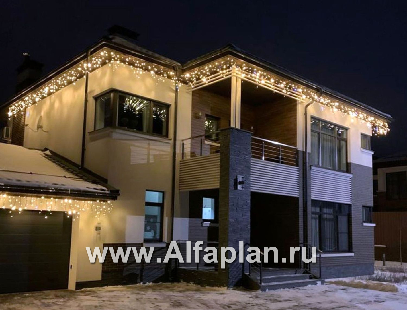 «Прайд» - проект современного двухэтажного дома, мастер спальня, с террасой и сауной, гараж на 2 авто - дизайн дома №6