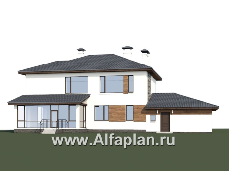 «Прайд» - проект современного двухэтажного дома, мастер спальня, с террасой и сауной, гараж на 2 авто - превью дополнительного изображения №2