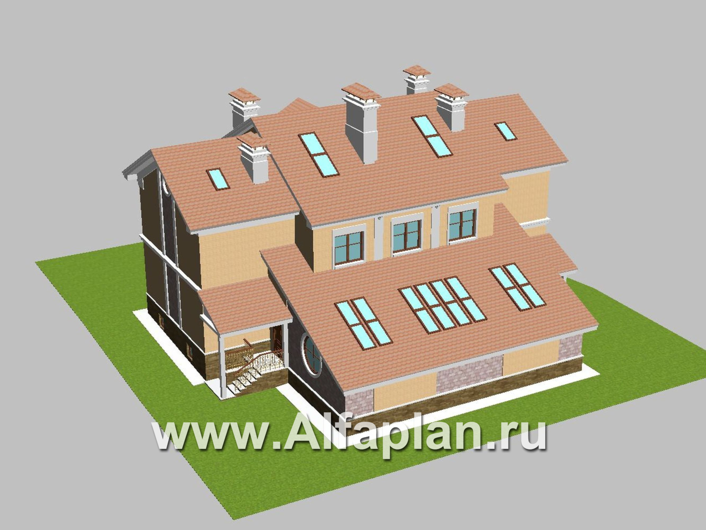 «Поместье» - проект двухэтажного дома, с мансардой и двусветной гостиной, вилла в классическом стиле - дизайн дома №4