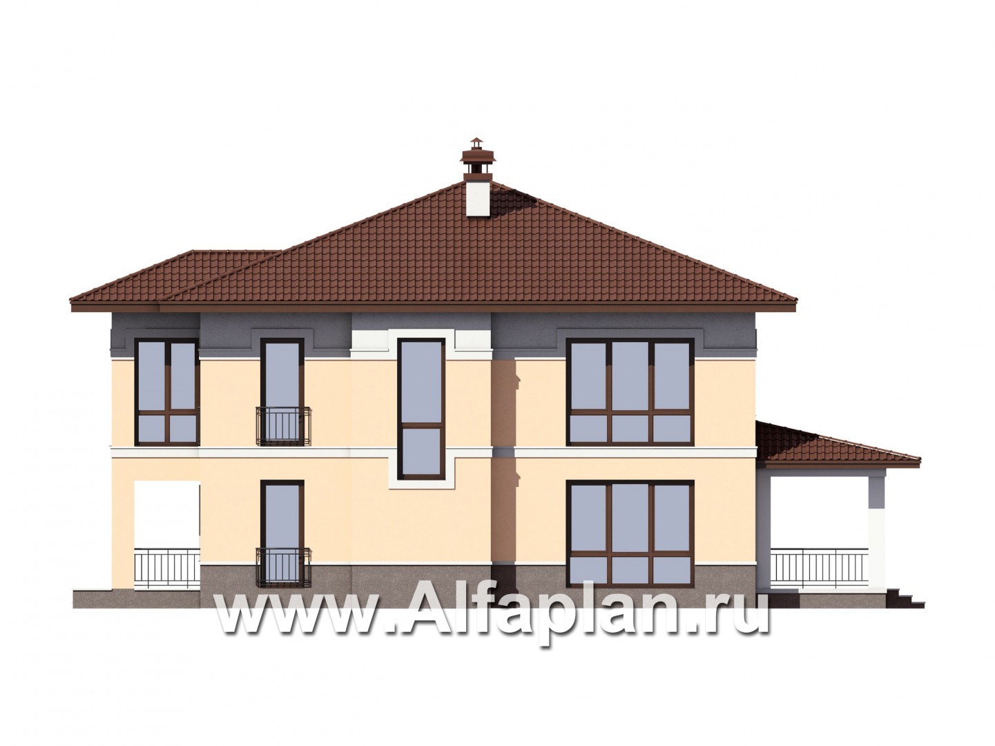 Проекты домов Альфаплан - Двухэтажный дом с эркером и террасой - изображение фасада №4